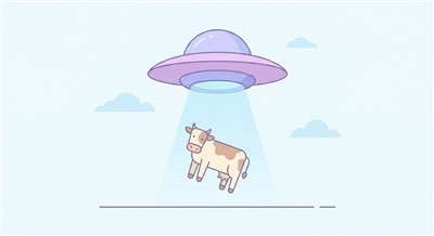 НЛО лучом поднимает корову